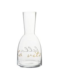 Carafe avec lettrage doré La Vita, Transparent, couleur dorée