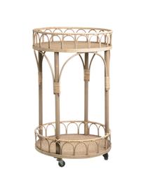 Tavolino in rattan con ruote Nature, Rattan, Beige, Ø 42 x Alt. 68 cm