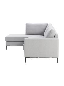 Divano letto 3 posti con materasso Luna, Rivestimento: 100% poliestere, certific, Struttura: legno di faggio massiccio, Piedini: metallo galvanizzato, Tessuto grigio chiaro, Larg. 270 x Prof. 184 cm, chaise-longue a destra