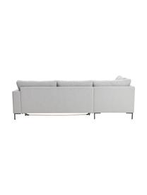 Divano letto 3 posti con materasso Luna, Rivestimento: 100% poliestere, certific, Struttura: legno di faggio massiccio, Piedini: metallo galvanizzato, Tessuto grigio chiaro, Larg. 270 x Prof. 184 cm, chaise-longue a destra