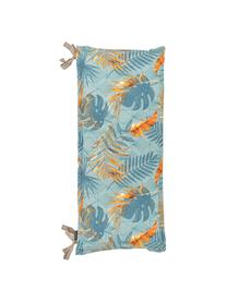 Bankauflage Dotan mit tropischem Print, Bezug: 50% Baumwolle, 45% Polyes, Hellblau, Blau, Orange, 48 x 120 cm