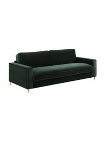 Samt-Sofa Chelsea (3-Sitzer) in Dunkelgrün mit Metall-Füssen, Bezug: Samt (Hochwertiger Polyes, Gestell: Massives Fichtenholz, Samt Dunkelgrün, B 228 x T 100 cm