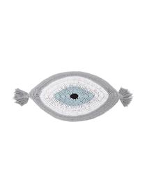 Handgemachtes Kissen Ajala mit Augenmotiv, Bezug: 100% Baumwolle, GOTS-zert, Grau,Weiss, 30 x 45 cm