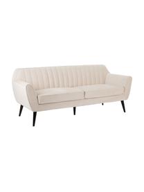 Samt-Sofa Weaver (3-Sitzer) in Beige mit Holz-Füssen, Bezug: 100% Polyestersamt, Rahmen: Schichtholz, Beine: Gummibaumholz, Beige, B 196 x T 85 cm