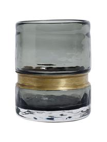 Kleine mundgeblasene Glas-Vase Julie, Vase: Glas, Vase: Grau, transparent<br>Verzierung: Messing, Ø 9 x H 10 cm