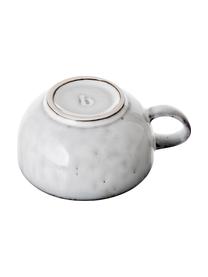 Handgemachte Tasse mit Untertasse Nordic Sand, Steingut, Hellgrau, Ø 11 x H 5 cm, 250 ml