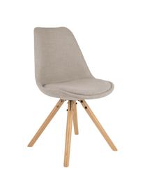 Gestoffeerde stoelen Maxi, 2 stuks, Zitvlak: kunststof, Bekleding: polyester, Poten: beukenhout, Bekleding: beigegrijs. Poten: beukenhoutkleurig, B 46 x D 54 cm