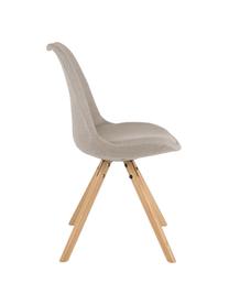 Gestoffeerde stoelen Maxi, 2 stuks, Zitvlak: kunststof, Bekleding: polyester, Poten: beukenhout, Bekleding: beigegrijs. Poten: beukenhoutkleurig, B 46 x D 54 cm