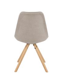 Gestoffeerde stoelen Maxi, 2 stuks, Zitvlak: kunststof, Bekleding: polyester, Poten: beukenhout, Bekleding: beigegrijs. Poten: beukenhoutkleurig, B 46 x D 54 cm