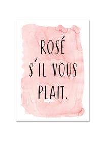 Poster S'il Vous Plait, Digitale print op papier, 200 g/m², Roze, zwart, wit, B 30 x H 42 cm