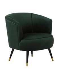 Fluwelen fauteuil Ella in groen, Bekleding: fluweel (polyester), Poten: gelakt metaal, Fluweel donkergroen, B 74 x D 78 cm