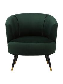 Fluwelen fauteuil Ella in groen, Bekleding: fluweel (polyester), Poten: gelakt metaal, Fluweel donkergroen, B 74 x D 78 cm