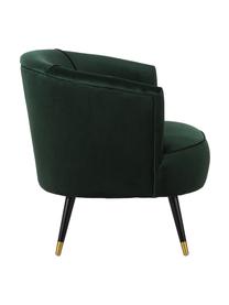 Sillón cóctel de terciopelo Ella, Tapizado: terciopelo (poliéster) Al, Patas: metal pintado, Terciopelo verde oscuro, An 74 x F 78 cm