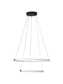 Dimbare LED hanglamp ring in wit, Lampenkap: acryl, Baldakijn: gecoat staal, Wit, Zwart, Ø 59 x H 120 cm