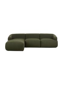 Modulares Ecksofa Sofia in Grün, Bezug: 100% Polypropylen Der hoc, Gestell: Massives Kiefernholz, Spa, Webstoff Grün, B 278 x T 174 cm, Eckteil links