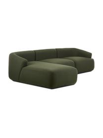 Modulares Ecksofa Sofia in Grün, Bezug: 100% Polypropylen Der hoc, Gestell: Massives Kiefernholz, Spa, Füße: Kunststoff, Webstoff Grün, B 278 x T 174 cm, Eckteil links