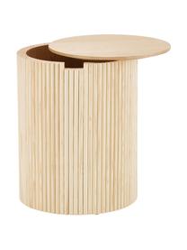 Dřevěný odkládací stolek s úložným prostorem Nele, MDF deska, ořechové dřevo, Dřevo, Ø 40 cm, V 51 cm