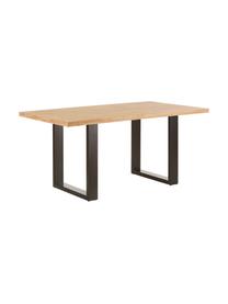 Table en bois massif Oliver, Chêne sauvage, noir