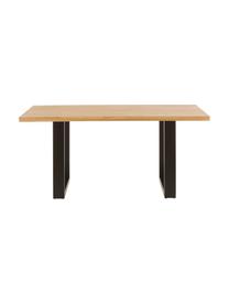 Table en bois massif Oliver, Chêne sauvage, noir