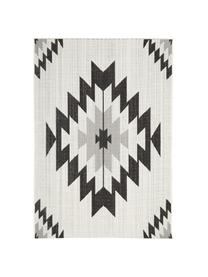 Koberec do interiéru/exteriéru s etno vzorom Ikat, 86 % polypropylén, 14 % polyester, Krémovobiela, čierna, sivá, Š 200 x D 290 cm (veľkosť L)