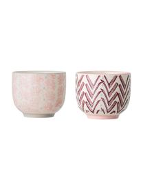 Set de Tazas originales Maya, 2 uds., Gres, Beige, rosa, lila, azul, Ø 6 x Al 5 cm, 100 ml