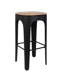 Barová stolička Up-High, Plocha na sedenie: jaseňové drevo Nohy: čierna Podnožka: čierna