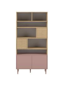 Libreria in design scandi Horizon, Piedini: legno di faggio, massicci, Legno di quercia, rosa cipria, Larg. 90 x Alt. 180 cm