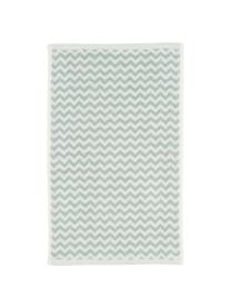 Serviette de toilette coton pur à imprimé zigzag Liv, 2 pièces, Blanc & vert menthe, à imprimé, Serviettes invité, larg. 30 x long. 50 cm, 2 pièces