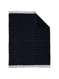 Plaid Bory mit Leoparden Print, 60% Baumwolle, 40% Acryl, Blau, B 150 x L 200