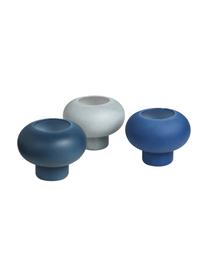 Stapelbare Teelichthalter Agate, 3er-Set, Porzellan, Blautöne, Ø 9 x H 7 cm