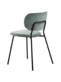 Sametová čalouněná židle Elyse, stohovatelná, Mátově zelená, černá, Š 49 cm, H 46 cm