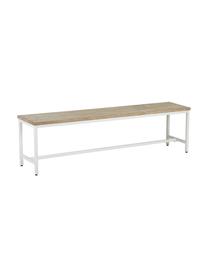 Banco de madera maciza Raw, Asiento: madera de mango maciza, c, Estructura: metal con pintura en polv, Asiento: madera de mango, Estructura: blanco mate, An 170 x Al 47 cm