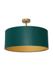 Lampada da soffitto Ben, Paralume: miscela di cotone, Baldacchino: metallo rivestito, Verde, ottone, Ø 50 x Alt. 35 cm