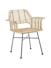 Ratanová židle s područkami , Béžová, černá, Š 65 cm