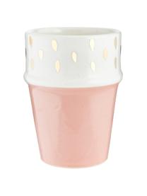 Tazza fatta a mano stile marocchino con dettagli dorati Beldi, Ceramica, Rosa, crema, oro, Ø 8 x Alt. 11 cm