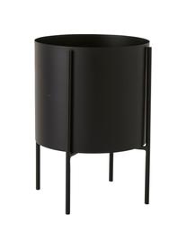 Grand cache-pot noir avec support Milton, Métal, enduit, Noir, mat, Ø 25 x haut. 45 cm