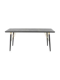 Table noire Marlena, 180 x 90 cm, Noir, couleur dorée