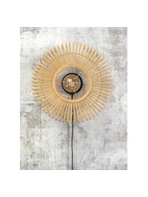 Wandlamp Bromo van bamboehout met stekker, Lampenkap: bamboe, Beige, Ø 40 cm