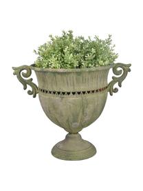 Grand pot de fleurs vintage Valina, Métal, enduit, Vert, beige, larg. 39 x haut. 31 cm