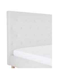 Letto imbottito in tessuto grigio chiaro Serene, Rivestimento: Poliestere (tessuto strut, Piedini: legno di quercia massicci, Tessuto grigio chiaro, 160 x 200 cm