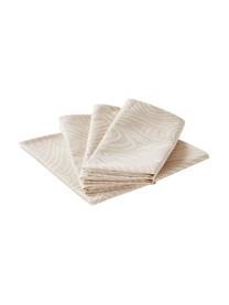 Katoenen servetten Vida in beige met fijne lijnen, 4 stuks, 100% katoen, Beige, 45 x 45 cm