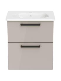 Lavabo con mobiletto con finitura lucida Orna, Maniglie: metallo rivestito, Beige, Larg. 60 x Alt. 67 cm