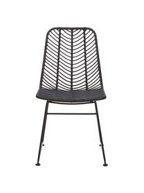 Chaise en polyrotin Providencia, Noir, larg. 44 x prof. 55 cm