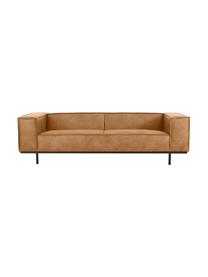 Sofa skórzana z metalowymi nogami Abigail (3-osobowa), Tapicerka: 70% skóra, 30% poliester , Nogi: metal lakierowany, Brązowa skóra, S 230 x G 95 cm