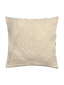 Federa arredo boho con frange decorative Joana, 100% cotone, Beige, taupe, verde salvia, Larg. 45 x Lung. 45 cm