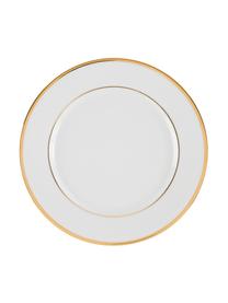 Porseleinen dinerbord Ginger met goudkleurige rand, 6 stuks, Porselein, Wit, goudkleurig, Ø 27 cm