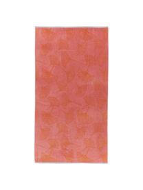 Strandlaken Burnt Sky met ginkgo motief, 100% katoen, Roze, oranje, B 100 x L 180 cm