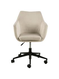 Fauteuil de bureau en velours Nora, hauteur ajustable, Velours beige, larg. 58 x prof. 58 cm