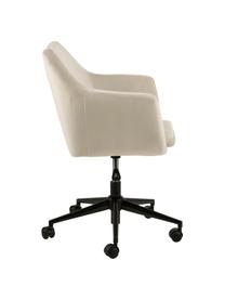 Fauteuil de bureau en velours Nora, hauteur ajustable, Velours beige, larg. 58 x prof. 58 cm