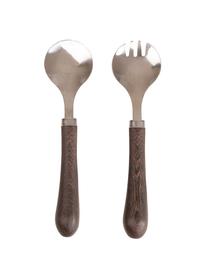 Cubiertos para ensalada de wengué Astrid, 2 pzas., Plateado, madera de wengué, L 24 cm